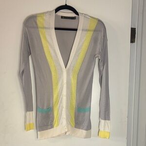 Outback Red Women's Cardigan in Gray, Yellow, and Teal
